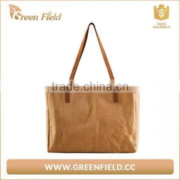 Green Field big brown washable kraft paper shopping tote bag