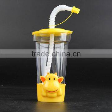 450ml Novelty Cartoon toys Decorative Plastic Straw Cups for kids