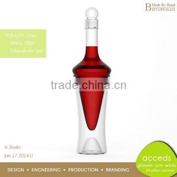 Beautiful Novelty HandBlown Borosilicate Glass Liquor Bottle