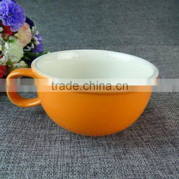 Fashion Large Pot-bellied Orange Ceramic Coffee Bowl cup Stoneware Mug For Young People