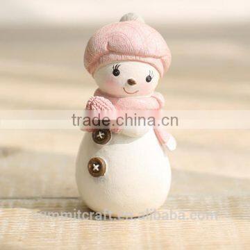 Resin Pink Cute Snowman Figurine Christmas Decorations photo-3