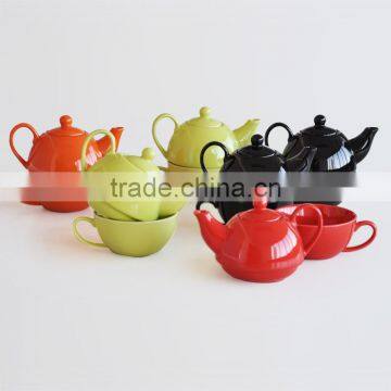 Ceramic tea for one set with solid color