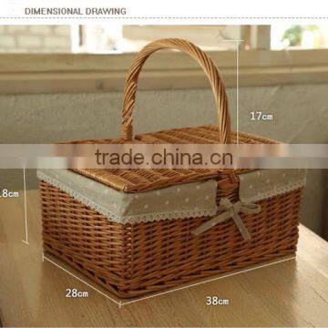 Handled Rectangular Natural Wicker Hamper Box With Liner photo-5