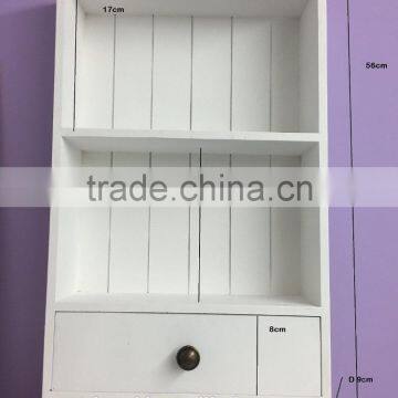 Shabby Chic Style White Wooden Wall Display Cabinet Shelf Unit Shaker Storage Wall Shelf With Hook Wall Mount Rack photo-3