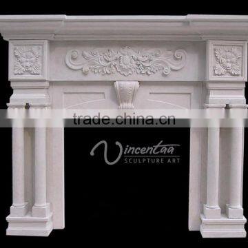 Home Decoration Stone Carvings and Sculptures White Natural Marble Cheap Fireplace Mantel photo-2