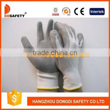 DDSAFETY 13G White Nylon Knited Grey Nitrile Coated On Palm Safety Gloves