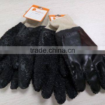 DDSAFETY Orange Pvc Sandy Finished Glove With Acrylic Boa Liner