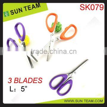 SK079 5" 3 blade soft grip handle herb scissors