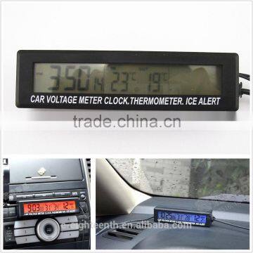 4In1 Car Blue/Orange LED Backlit Digital Display Clock voltage gauge