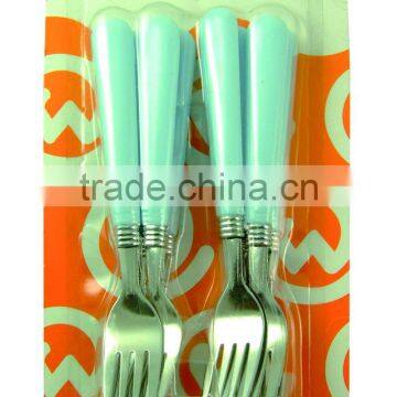 Stainless steel tableware w/colorful plastic handle