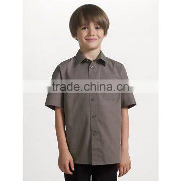Boys' Short Sleeve Non-Iron School Shirt Grey School Uniform Shirts Blouse High Quality