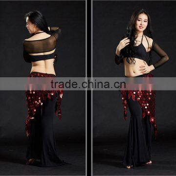 Tribal Triangle Crochet Sequin Hip Shawl Triangle Belly Dance Hip Scarf photo-2