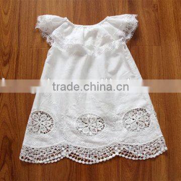 Embroidery Lace Ruffle Neck Long White Baby Girl Dress Gown Naming Ceremony Wedding Dress Children Frock Model HSR5905