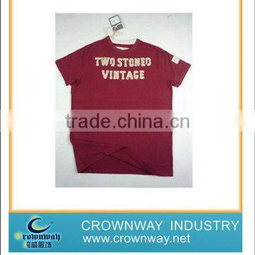 Wholesale mens acid washed t shirt with applique embroidery