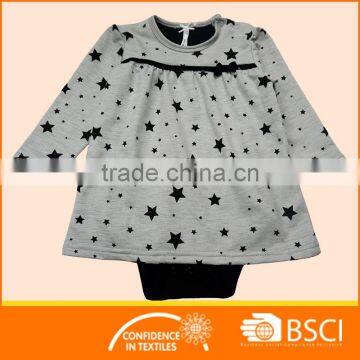 Girls Full Stars Printing Dress With Body Inside Fitting Dress