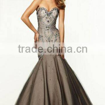 luxurious beaded new designer low cut back trumpet/mermaid winter ball dresses