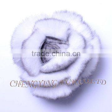 CX-A-38 Genuine Rex Rabbit Fur Hand-made Flower Brooch Pin