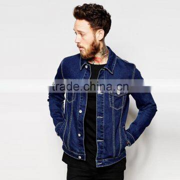 popular dark blue denim jacket in new model for men outdoor wear