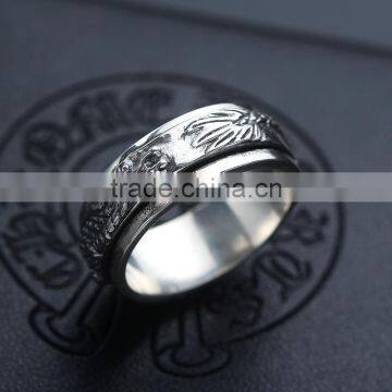 Fancy Chinese Dragon Design Cool Punk Style Brass / 925 Sterling Silver Men's Ring photo-2