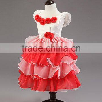 MGOO Latest Design Stocklot Pretty Girl Pageant Dresses Kids Champage Flowers Toast Embroidery Dress MGT005-3 photo-3