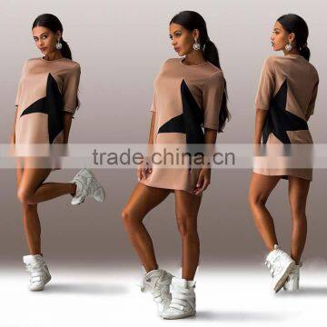 Wholesale Summer New Designs Short Sleeve Oversized Fashion Lady Dress Printed