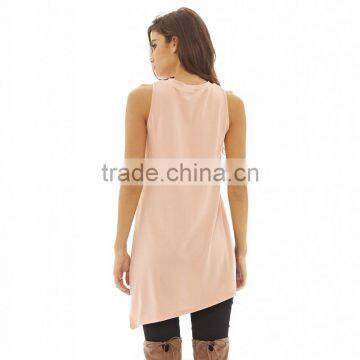 2016 Wholesale New Style Hot Slae Competitive Price Fashion O-neck Sleeveless Women T-shirt photo-3