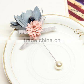 Zm53220a Fashion Handmade Cloth Flower Shape Brooches For Wedding Party And Business Suit photo-2
