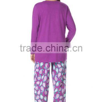 Winter Print Knit Adult 100% Cotton Pajama for Ladies photo-3