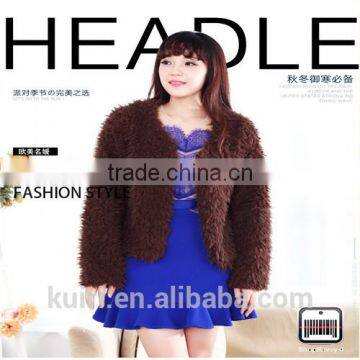 Women Winter Boy Friend Style Faux Fur Coats Fashion Plush Over Coat for Wholesale photo-2
