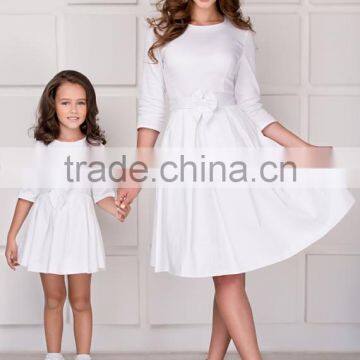 Highe Quality Mother Daughter Matching Dress White Occasion Dresses For Mommy And Me photo-4