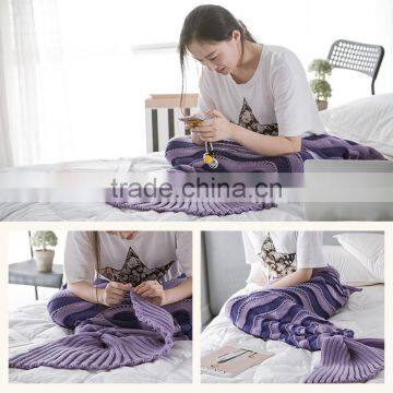Customized High Quality Ladies Striped Hollow Mermaid Tail Blankets photo-2