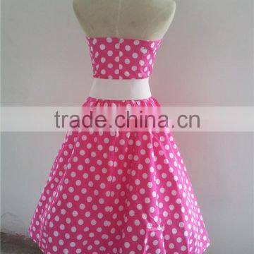 Pink Polka Dot 50s 60s Vintage Dancing Swing Jive Rockabilly Dress Petticoat Bridesmaid Dresses photo-3