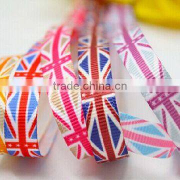 hi-ana ribbon 166 Manufacture wholesale UK flag printed ribbon,stripe printed grosgrain ribbon