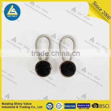 Removable Metal Button Collar Extenders With Spring for Shirts/jeans/trousers With Black Crystal Mounted photo-3