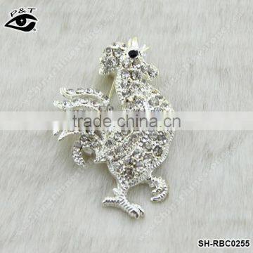 Rhinestone Brooch Cook Rooster Shape Brooch pin for clothing garment dresses