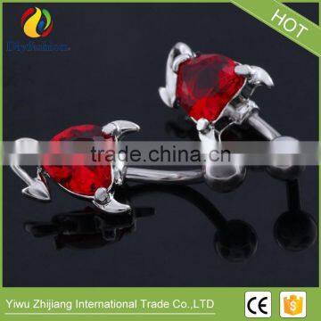 Plastic Heart Shape CZ Navel Ring Made in China
