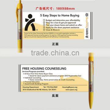 Transparent Promotional and Advertising Plastic Logo Slogan Pull Out Flag Banner Ball Pen photo-3