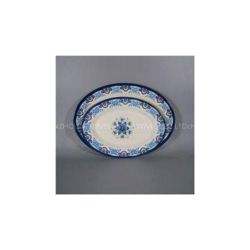Set Of 2 Vintage Melamine Oval Platter Dinner Dish Plate
