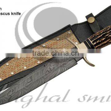 Damascus knife/Hunting knife/Deer stag