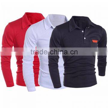 New Design Cotton and Polyester Custom Cut Sew Ong Sleeve Polo Shirts