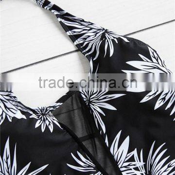 Custom Printed Swimwear Black Tan Mesh Cutout One Piece Swimsuit photo-4
