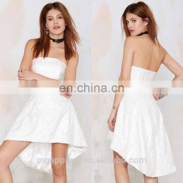 hot sale strapless high low dress off shoulder dress girls white lace dress