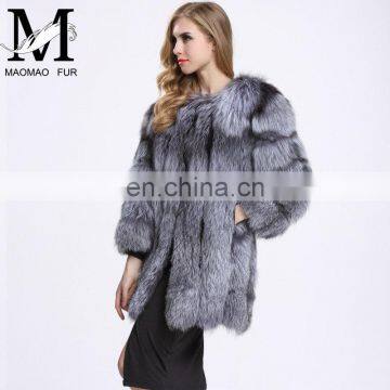 Latest Women Fashionable Fox Fur Jacket Lovely Beautifur Real Silver Fox Fur Coat Sex photo-5