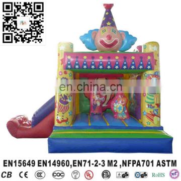 Clown inflatable bounce house with obstacles and inflatable slide