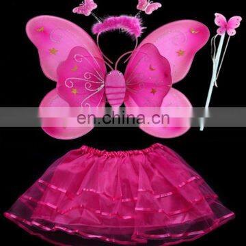 Hot sale Halloween dress up fairy party costume Rose Silk butterfly wings cheap set