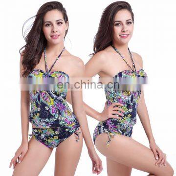 Push Up Top High waist Big Women's Plus size 2016 Tankini swimsuit