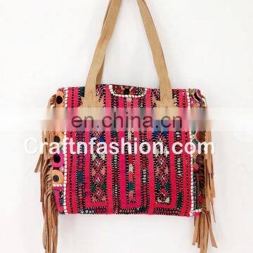 BOLSO DE FRANCIA INDIAN BANJARA-Vintage Banjara Handbag Leather Fringe Handbag- Genuine Leather Hand Bag Banjara Gypsy Tote Bags photo-4