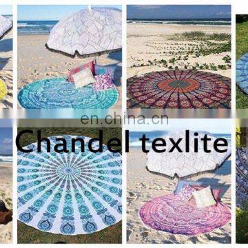 Mandala Roundie Hippie Boho 72' Round Table Cover Yoga Mat Indian Art pom pom tassel Round Mandala Wall Hanging Beach Towel