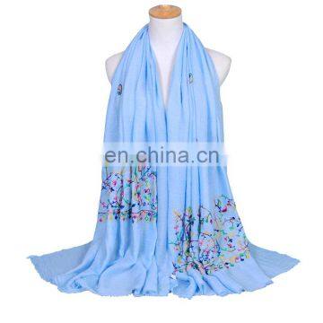 Factory Hot Sale embroidery style hijab scarf with flower