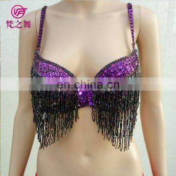 YD-069 Sexy long beaded tassel turkish performance belly dance bra